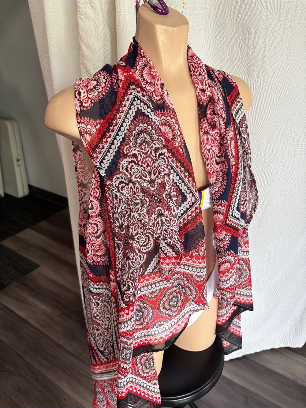 Red Paisley Lightweight Scarf Wrap